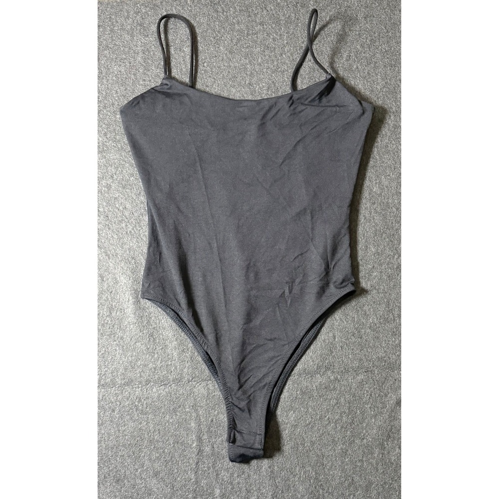 Zara Womens Black Spaghetti Strap Scoop Neck Bodysuit Small Snap Closure